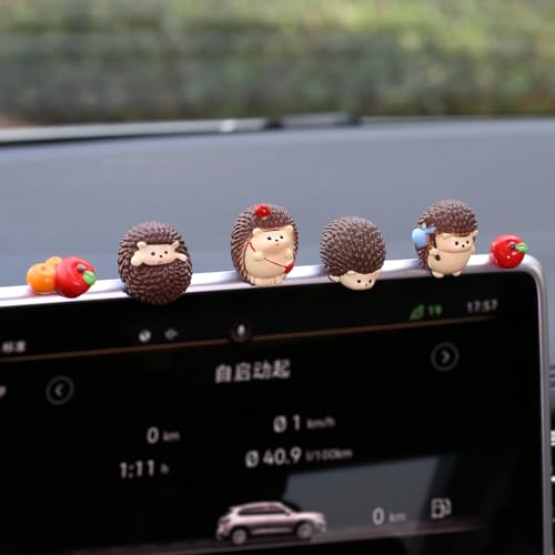 6 PCS Hedgehog Decor Car Dashboard Decorations, Fairy Garden Accessories | Kiofs Mini Hedgehog Figurines Car Gifts for Women Interior, Cute Desk Pets