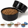 Ceramic Dog Bowl Set of 2 w/ Anti-Skid Base 6.5"W x 2.5"H, 3.8 Cup Capacity | Thick Ceramic, Dishwasher Safe, Anti-Skid Rubber Base, 3.8 Cups per Bowl, Ceramic Food & Water Bowls Set of 2 for Medium Dogs - color: Black, size: Medium