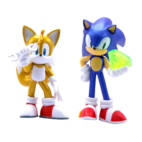 Official Sonic The Hedgehog Metallic Sonic & Tails 4″ Action Figures – Buildable, Interchangeable Arms & Accessories, Collector Window Box - style: Metallic 2 Pack - Sonic & Tails