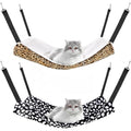 Jetec 2 Pack Cat Hammock for Cage, Catio Accessories Reversible Soft Cats Bed with Adjustable Straps and Hooks Double-Sided Linen and Fleece Hanging Hammock for Cats, Kitten(Leopard and Dot,M) - size: M
