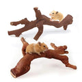 kathson 2Pcs Wood Hamster Climbing Branches Decor, Natural Wooden Syrian Hamster Climb Chewing Toys, Rat Exercise Toys, Small Animal Habitat Decor Accessories for Dwarf Pets, Mice, Gerbils - size: 9.8in