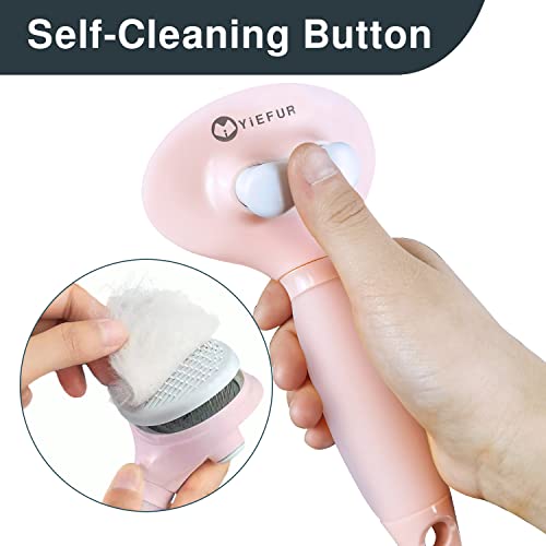 Cat Hair Brush, Soft Silicone Self Cleaning Brush for Short and Long Haired Cats, Pink Pet Grooming Comb, Cat Shedding Brushes | For Indoor Cats,Removes Loose Hair,Reduces Shedding,Soft Rounded Tips,Ergonomic Silicone Handle,Gentle Massage,Easy Grooming -