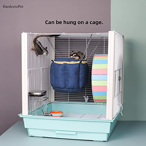 Sugar Glider Pouch, Rat Hanging Bed, Chipmunks Warm Bed, Rat Cage Accessories, Small Pet Animals Bed Dutch Pig Hamster Nest, Syrian Hamster Habitat Mini House, Play and Sleeping (Blue) - color: Blue