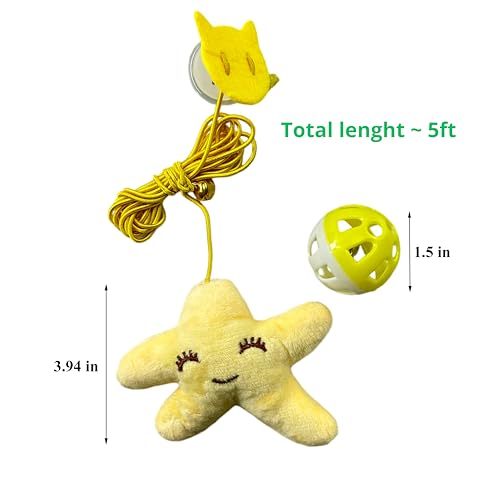 Interactive Bell Ball and Hanging Toy for Ferret, Star Hanging Toys and Interactive Balls for Ferrets Cat Small Dogs, Ferret Enrichment Toys, Ferret Accessories, Small Pet Gifts (Orange - Star)