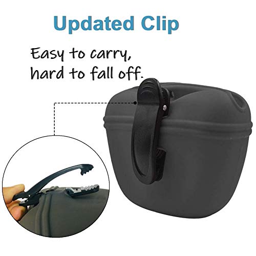 RoyalCare Silicone Dog Treat Pouch-Small Training Bag-Portable Dog Treat Bag for Leash with Magnetic Closure and Waist Clip[US Design Patent] - color: dark grey