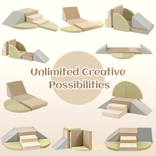 6-Piece Toddler Climbing Toys Indoor, Foam Climbing Toys for Toddlers, Soft Play Baby Climbing Blocks for Crawling and Sliding, Safe Climbing Play Set Indoor Gym Equipment for Toddler1-3, Infant, Baby