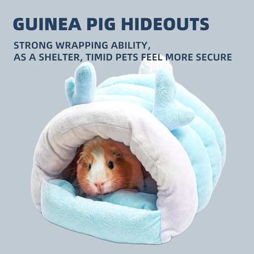 Guinea Pig Hideout, Warm Bed for Guinea Pig,Rabbits, Chinchillas, Guinea Pig Bed, Cozy Small Animal Winter Shelter (Blue, Medium) - color: Blue, size: Medium