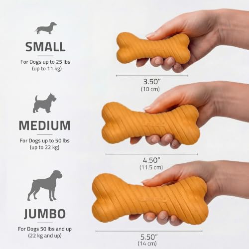 Playology Dual Layer Bone Dog Chew Toy - Medium, Cheddar Cheese Scent | Rubber Construction, All Natural Scent, Heavy Duty Design - size: Medium, style: Cheddar Cheese