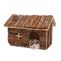 Hypeety Natural Wooden Hamster House Cage Small Animals House with Chimney | Natural solid wood, chew-proof and ventilated play house, for hamsters/gerbils/mice, no assembly required, 7.8x5.1x5.1'', M - size: M