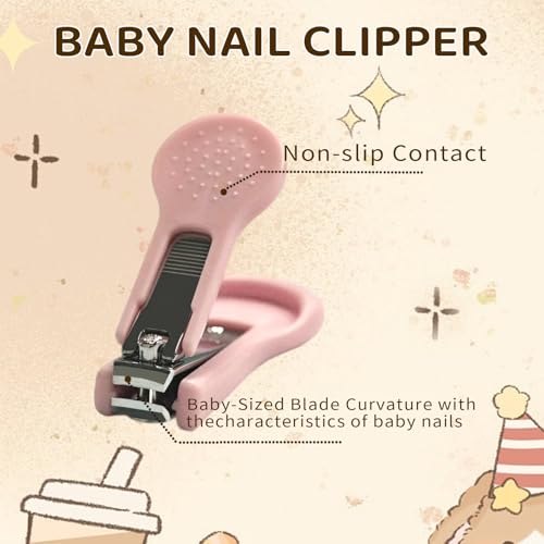 Baby Nail Kit with Owl Case, 4-Piece Infant Manicure Set, Pink | Infant Nail Clippers, Rounded Safety Scissors, Gentle File, Tweezers, Newborn and Toddler Friendly - color: Pink