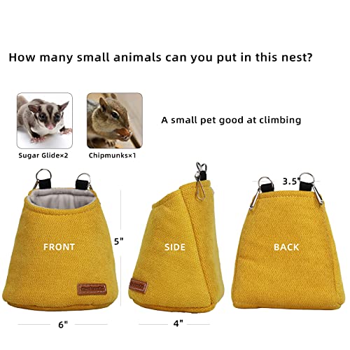 Sugar Glider Pouch - Warm Nest Bed, Sleeping Pouch Bag for Sugar Glider Accessories and Toys, Small Animal Cage Sleep Bag, Sack Swing Hanging Bed (Yellow) - color: Yellow