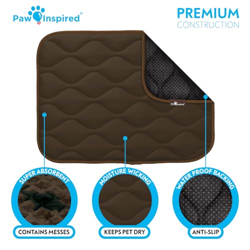 Paw Inspired Washable Padded Crate Mats for Dogs | 23" x 17" Pad, Fits 24-inch Kennels | Leakproof, Waterproof Bottom, Plush Pet Beds (Dark Brown) - color: Dark Brown, size: 24 Inch