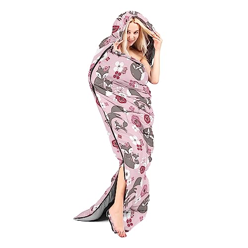 AILONEN Mermaid Scales Print Camping Sleeping Bag,Lightweight & Waterproof,3 Season Warm & Cool Weather,Portable Bags for Girls Women Travelling,Outdoors - color: Fox3
