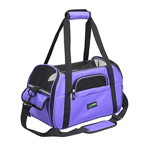 JESPET Soft-Sided Kennel Pet Carrier for Small Dogs, Cats, Puppy, Airline Approved Cat Carriers Dog Carrier Collapsible, Travel Handbag & Car Seat - color: Purple, size: 17.0"L x 9.0"W x 11.5"H