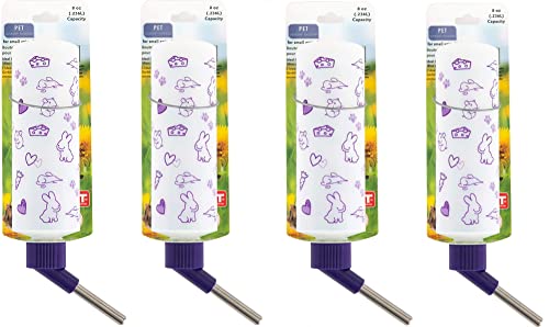 Lixit Weather Resistant Water Bottles for Rabbits, Ferrets, Guinea Pigs, Rats, Mice and Other Small Animals. (8 Ounce Pack of 4)