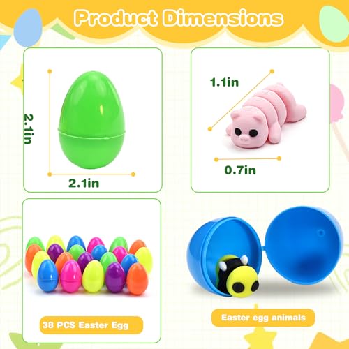 Easter Egg with 38 pcs 3D Printed Animal Figurines Set,Articulated, Flexible, and Exquisitely Cute, Easter Basket Stuff Fillers with Easter Egg, for Kids. - style: Animal G