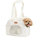 Dog Purse Carrier for Small Dogs Firm Bottom Puppy Travel Bag (Cream White) | Cat Carrier Small Dog Bag with Pocket, Breathable Mesh, Anti-Escape Safety Leash, Comfy Dual-Sided Mat for Outdoor Car Travel - color: Cream White