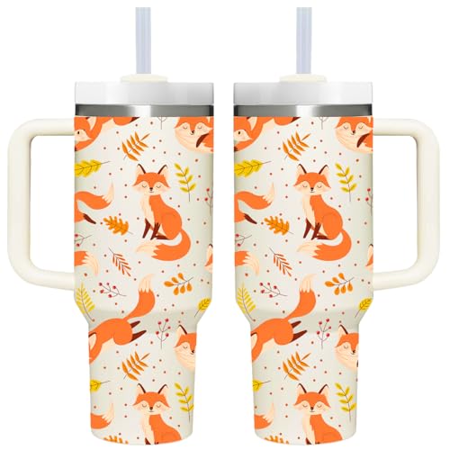 AMZUShome Foxes Gifts.40oz Fox Tumbler with Handle.Foxes Lover Cup Gift.Birthday Christmas fox Tumblers Gift for Women Men. - style: Fox