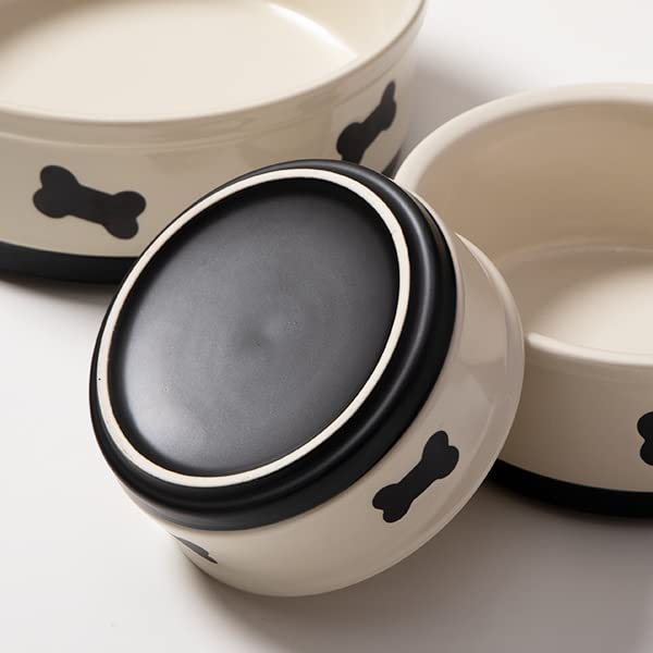 Sweejar Ceramic Dog Bowls with Bone Pattern, Dog Food Dish for Small Dogs, Porcelain Pet Bowl for Water 16 Fl Oz (Fog Blue) - color: Fog Blue, style: Bone Pattern,5.5"x 2.2"(16 Fl Oz)