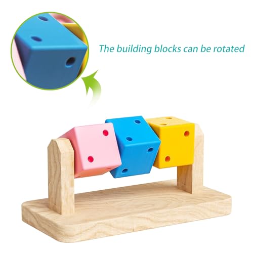 Hamster Chew Toy Wood Platform - Colorful Wooden Block for Small Animals Like Chinchilla, Gerbil, Guinea Pig, Rat, Chipmunk, Squirrel, Sugar Glider, Dwarf Hamster - Teeth Grinding, Exercise