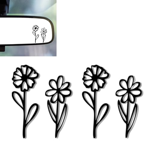 2Pcs Flowers Vinyl Sticker and Decal Car Rearview Mirrors Window Decor | Flowers Car Accessories Cute Stickers for Bathroom Decal,Computers,Water Bottle Decal Gifts for Women,Men - color: 2 Small Flowers