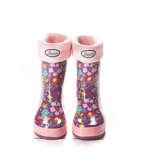 Jileon Warm and Cozy Rain Boot Liners for Boys and Girls - Pink and Blue Options - color: Pink, size: Small