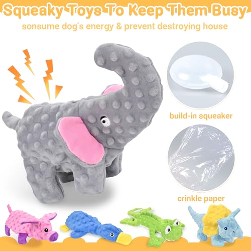 LECHONG No Stuffing Dog Toys for Aggressive Chewers, Squeaky Dog Toys for Large Medium and Small Dogs, Puppy Dog Chew Toys to Keep Them Busy Pack of 5 - size: 5pcs unstuffed dog toys