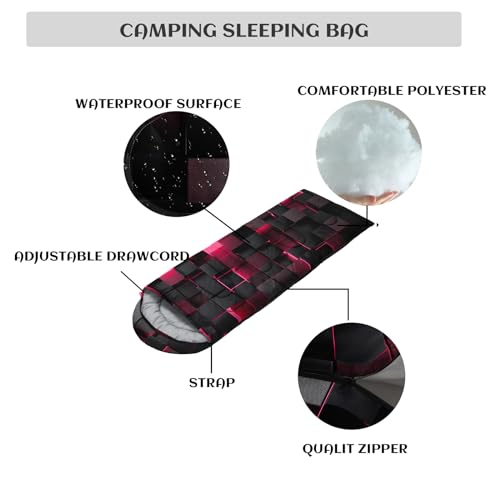 Sleeping Bags for Adults and Kids Backpacking Camping Sleeping Bags for Girls and Boys Lightweight Waterproof Cold/Warm Sleeping Bag for All Season - color: pink