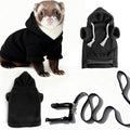 Small Pet Harness Vest and Leash Set Ferret Clothes Hoodies for Ferrets for Outdoor Walking Rabbit Ferret Guinea Pig Bunny Hamster Puppy Kitten (Black Clothes + Leash) - color: Black clothes + leash