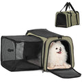 Petsfit 19"X12" X12" Expandable Pet Carrier, Square Expansion Reduces Pet Anxiety, Escape-Proof Self-Locking Zippers, 3 Easy-Access Entrances, for Cats & Small Dogs up to 18 lbs - color: Green, size: 19.0"L x 12.0"W x 12.0"H