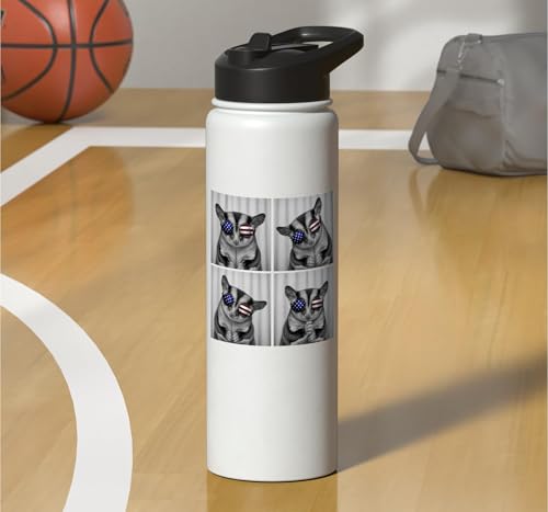 Sugar Glider 4th of July US American Flag Patriotic Stainless Steel Insulated Water Bottle - color: White