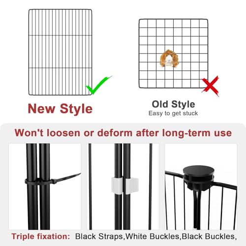 Tresbro Guinea Pig Cage with Waterproof PVC Bottom Liner & One-Hand Release Hook, Triple Fixing C&C Cage for Guinea Pigs, Bunny, Rabbit, Hedgehog, Small Animal Indoor Playpen 48''L x 24''W x 16''H - size: 14 Panels