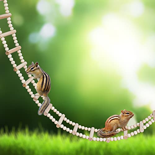 Bird Ladder Bridge, Wooden Pet Hamster Climbing & Swing Toys, Cage Accessories for Birds Rats Parrots Hamster Squirrel Sugar Gliders Parakeets Cockatiels - 28 Steps - 61.8 x 3.14 Inch - size: 28 Steps - 61.8 × 3.14 Inch