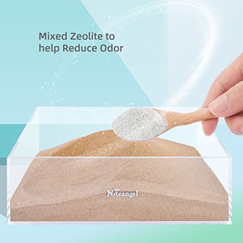 Niteangel Hamster Desert Bath Sand | No-Dust Bath or Potty Litter for Hamsters, Chinchillas, Gerbils, Mice, Degus and Other Small Pets (Desert Sand & Zeolite Particles, 2.5LB/40oz) | Helps Odor Control & Remove Excess Grease - Potty Litter Sand for Hamste
