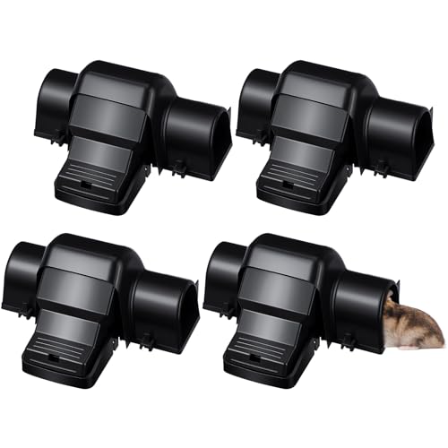 Qualirey 4 Pcs Rat Traps Extra Large Dual Entry Rat and Chipmunk Traps Covered Tunnel Snap Trap Heavy Duty for Indoor Outdoor Garden Basement Yard Rats Mice Chipmunks Set up and Reusable
