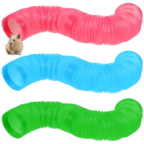 3 Packs Pet Fun Tunnels, Small Animal Tunnel, Foldable Plastic Hamster Tunnel, Tube Pets Hideaway, Pet Mouse Training Hideout Tunnels for Guinea Pigs, Chinchillas, Rats, Ferrets, Dwarf Rabbits