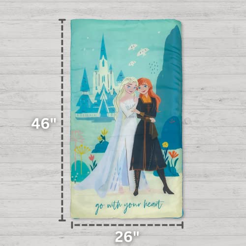 Frozen 2 Kids Soft Lightweight 2 Piece Sleeping/Slumber Bag and Sling Bag Set, 46"(L) X 26"(W), (Official Licensed Disney Product) By Franco