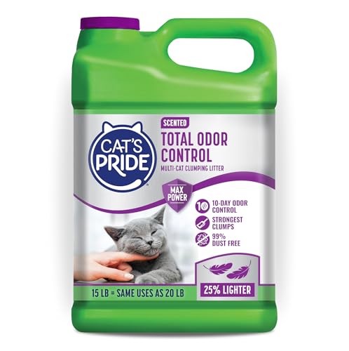 Cat's Pride Total Odor Control, Max Power, Clumping Litter Scented 15lb - size: 15 pounds, style: Total Odor Control Scented