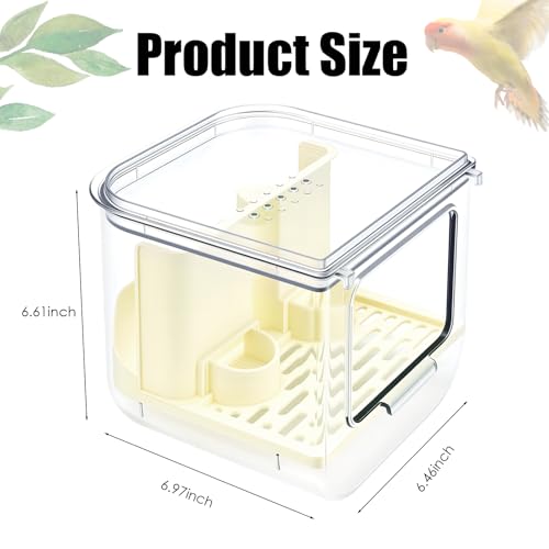 No Mess Automatic Bird Feeder, 2-in-1 Large Capacity Feeding Bowl for Birdcage, Multifunctional Food Container and Bathtub, Transparent Seed Food Container (Transparent)