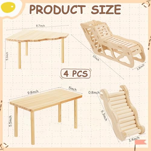 BreezeHug 4 Pcs Hamster Cage Accessories Hamster Platform Hideout Wooden Tunnel Ladder Playhouse Game Climbing Toy with Platform for Pets Dwarf Syrian Mice Degus Gerbils Squirrel(Tunnel) - style: Tunnel