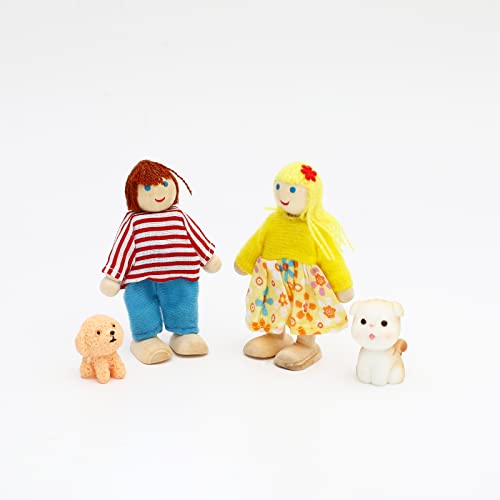 ONEST 15 Pieces Wooden Dollhouse Family Set Mini People Figures Sets Dollhouse Dolls Wooden Doll Family Pretend Play Figures Accessories for Pretend Doll House Toy - style: Cute Style