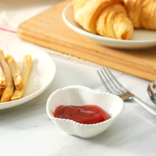 UIBFCWN 20 Pack Ceramic Dipping Bowls, 2oz Soy Sauce Dishes, White Dipping Sauce Bowls/Dishes, Pinch Bowls, Small Dip Bowls Set for Sauce, Side Dish, Condiments, Sushi, Ketchup, Charcuterie Boards - color: Apple, size: 20 Pack