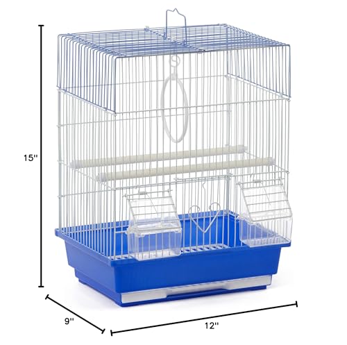Prevue Pet Products Parakeet Square Roof Bird Cage with Handle | Carrier for Home or Travel, Small Bird Accessories, for Canaries, Budgies, Finches, Parakeets, and More