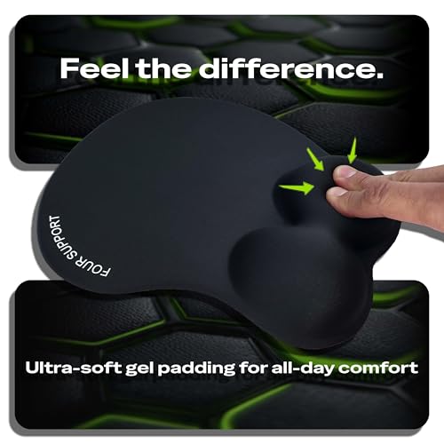 Ergonomic Gel Mouse Pad with Wrist Rest for Pressure-Relief – Orthopedic Style Wrist Support, Physiotherapist Brand 10.1L x 8.5W inches