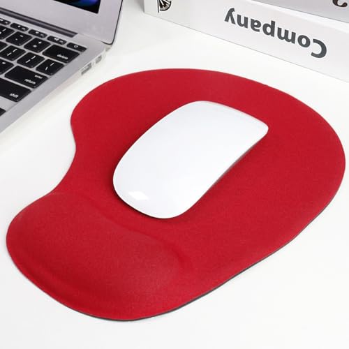 Ergonomic Mouse Pad with Wrist Rest, Gel Wrist Support Mousepad, Pain Relief Laptop Computer Mouse Pad, Non-Slip Mouse Pads for Office & Home (Red) - color: Red
