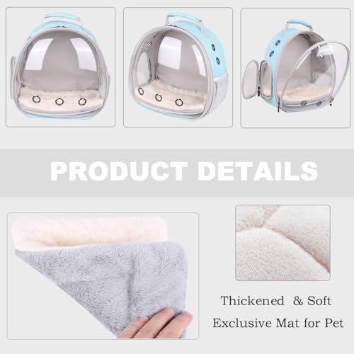 Portable Small Animal Backpack Travel Breathable Pet Carrier Bag Cages for Guinea Pig, Rabbit, Bearded Dragon, Squirrel, Tortoise, Bird, Lizard, Sugar Glider - color: Blue
