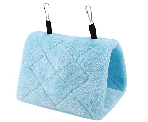 2 Pack Warm Bird Nest House Bed Hanging Hammock Sleeping Bed Plush Hanging Snuggle Cave Happy Hut for Pet Parrot Parakeet Cockatiel Conure Cockatoo African Grey Macaw(Blue&Grey) - color: Blue and Grey