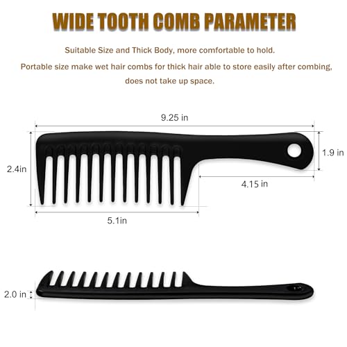 4PCS Wide Tooth Comb, Large Hair Detangling Comb Styling Comb, Professional Women Hair Care Handgrip Comb for Curly, Wet, Long Hair (Black) - color: Black - 4PCS Wide Tooth