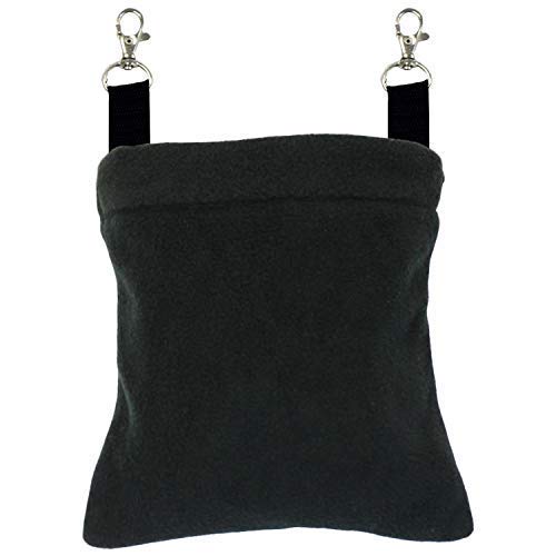 Deluxe Nest Pouch (Black) - Hanging Fleece Cage Accessory Toy - For Sugar Gliders, Squirrels, Marmosets, Hamsters, Ferrets, Birds, Rodents, Rats, Reptiles, Small Pets - Hammock, Tower, Bed, Nest