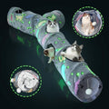 Cat Tunnels for Indoor Cats, Self-Luminous Cat Tunnel with Plush Ball, 3 Way Kitten Tunnel Collapsible, Cat Play Tunnel with Interactive Peephole for Large Cat, Puppy, Kitten - color: 59"-Self-Luminous